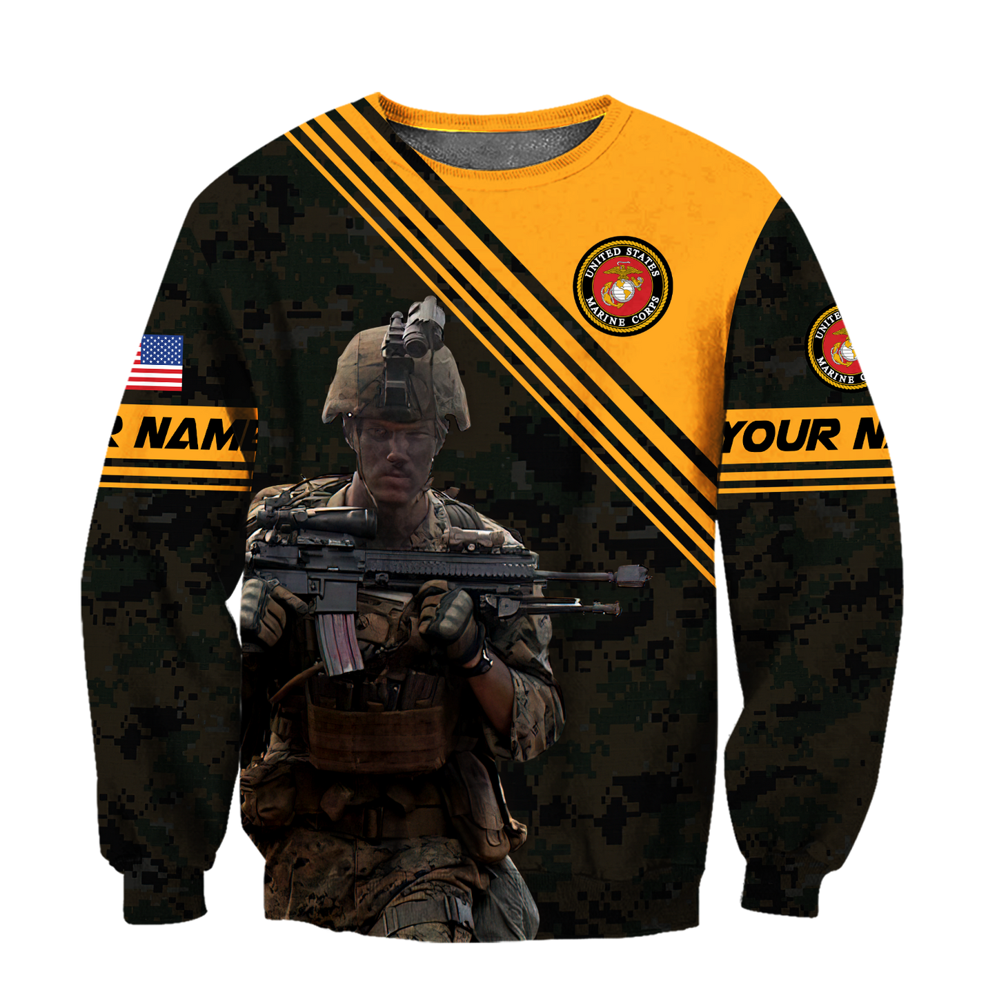 American US Marine Over Printed Unisex Deluxe Hoodie ML