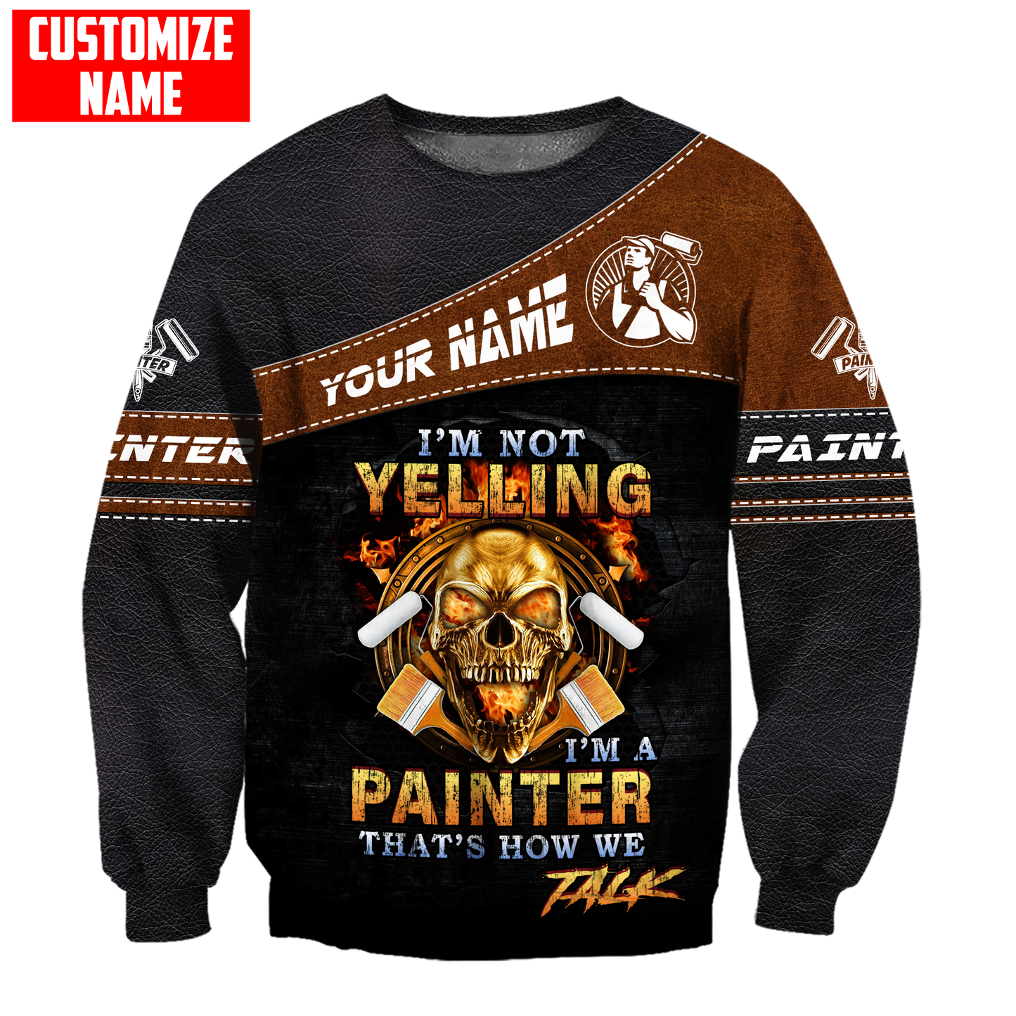 Tmarc Tee Personalized Name Painter 3D All Over Printed Unisex Shirts Leather Texture Ver 3