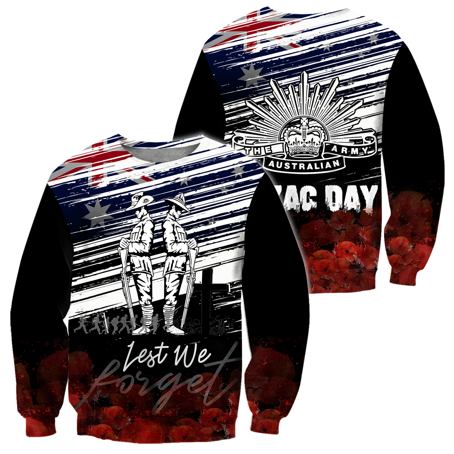 Anzac day Lest we forget Soldier 3D print shirts