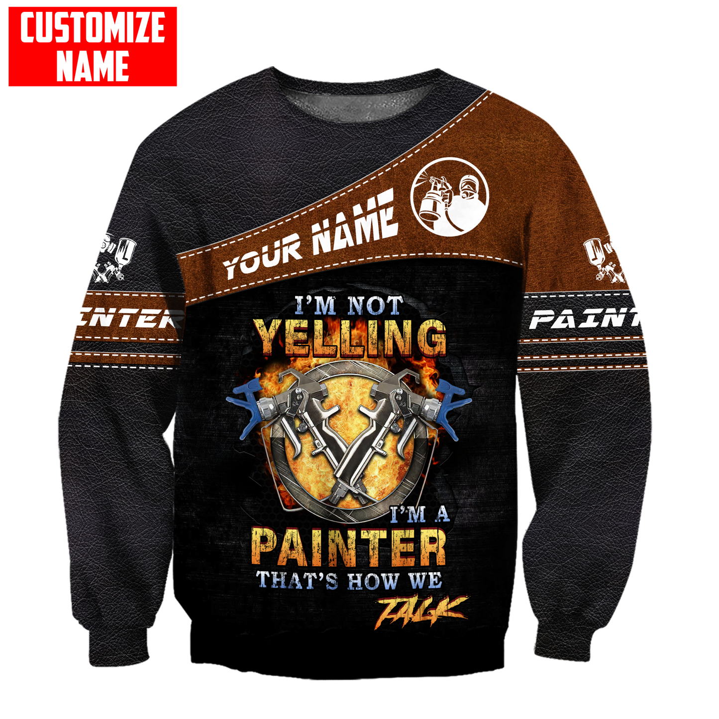 Tmarc Tee Personalized Name Painter 3D All Over Printed Unisex Shirts Leather Texture Ver 2