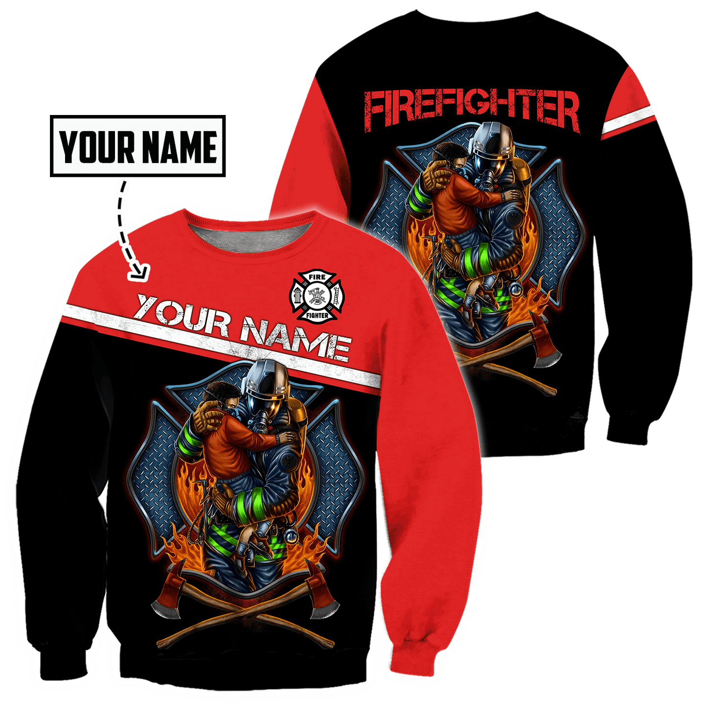 Customize Name Firefigher Hoodie For Men And Women