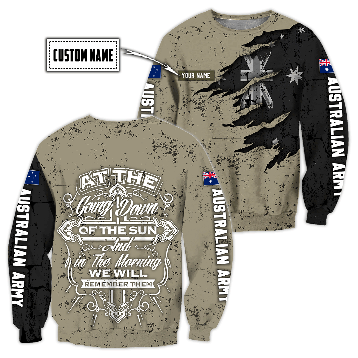 Tmarc Tee Custom name Australian Army Camo 3D Design Print Shirts