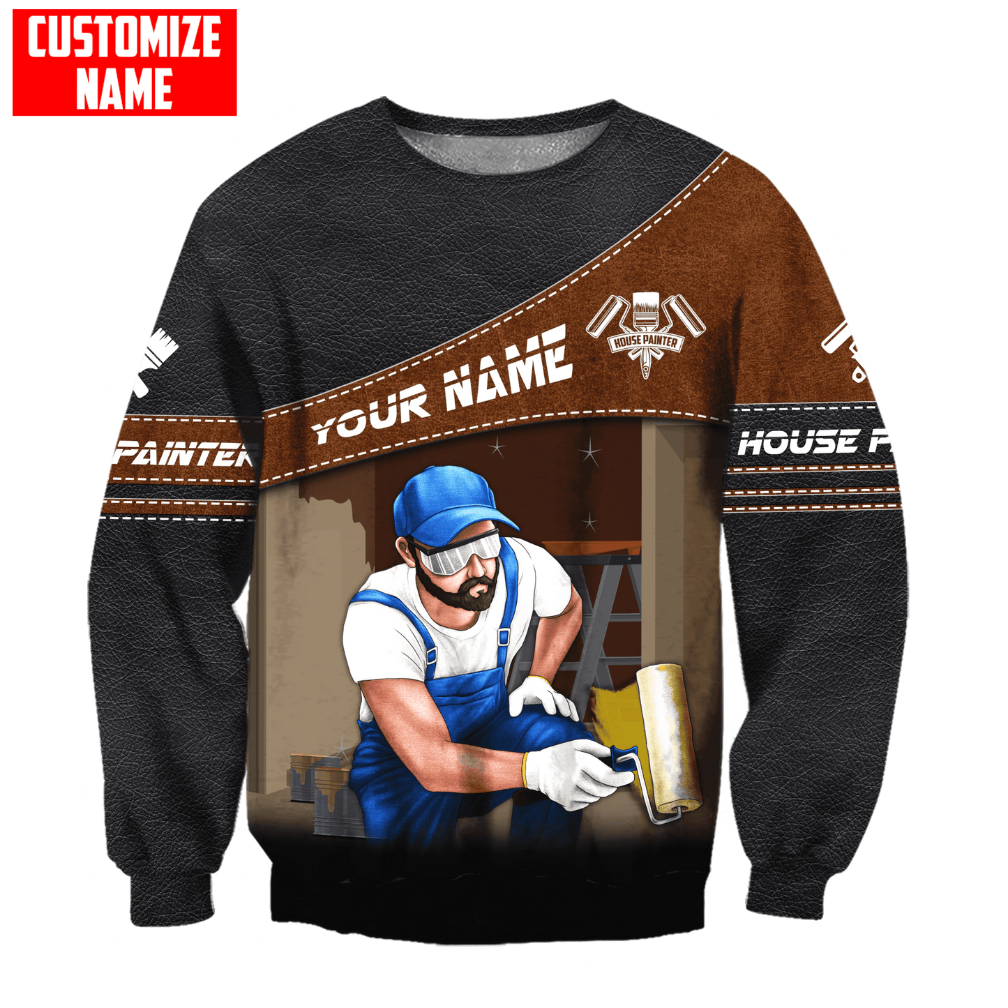 Tmarc Tee Personalized Name Painter 3D All Over Printed Unisex Shirts Leather Texture