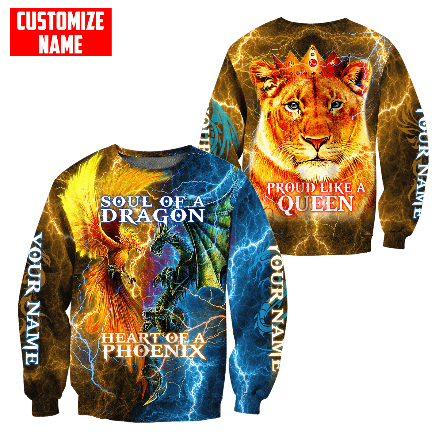 The Power Of Three Souls Dragon Phoenix Lion 3D All Over Printed Unisex Shirts