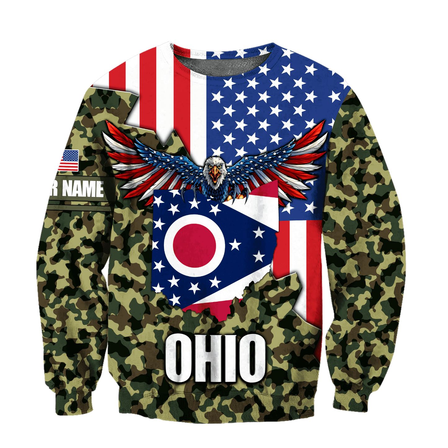 American Ohio Personalize 3D Over Printed Unisex Deluxe Hoodie ML