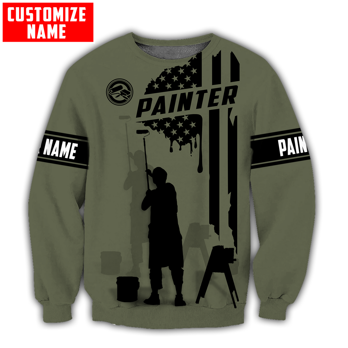 Tmarc Tee Personalized Name American Painter 3D All Over Printed Unisex Shirts Green