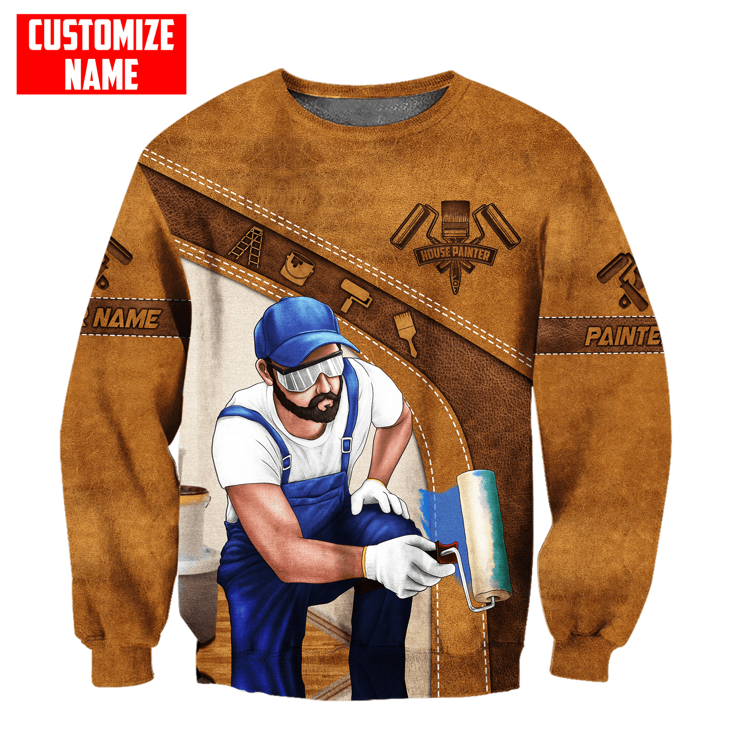 Tmarc Tee Personalized Name Painter 3D All Over Printed Unisex Shirts Brown Leather