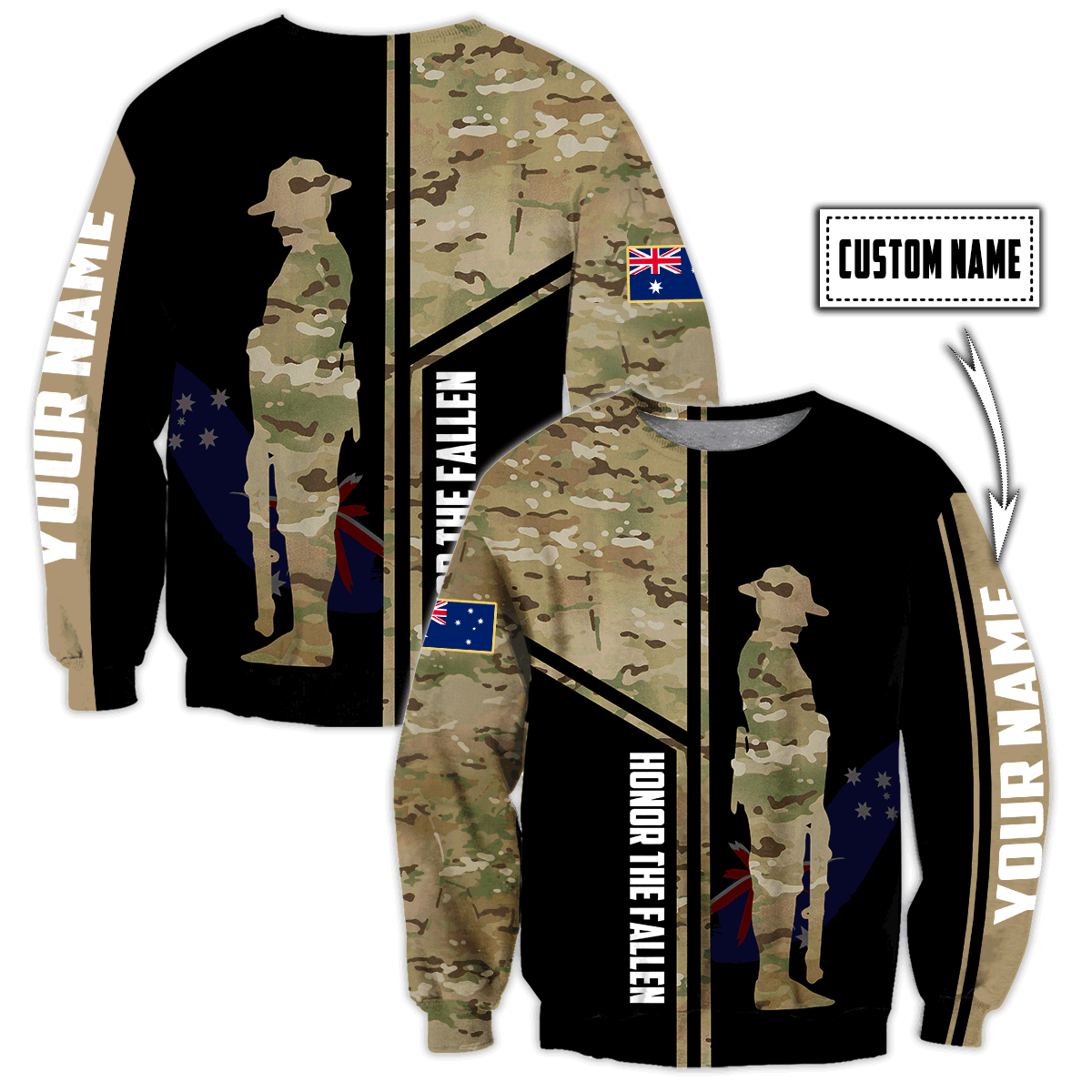Tmarc Tee Custom name Australia Army Camo 3D Design print shirts ver.2