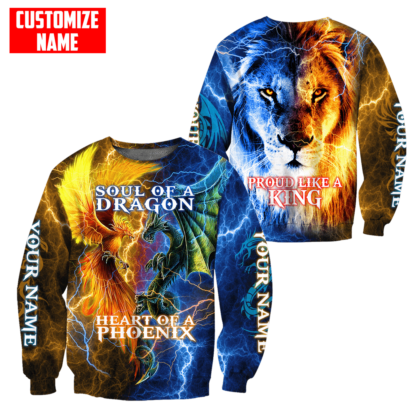 The Power Of Three Souls Dragon Phoenix Lion 3D All Over Printed Unisex Shirts