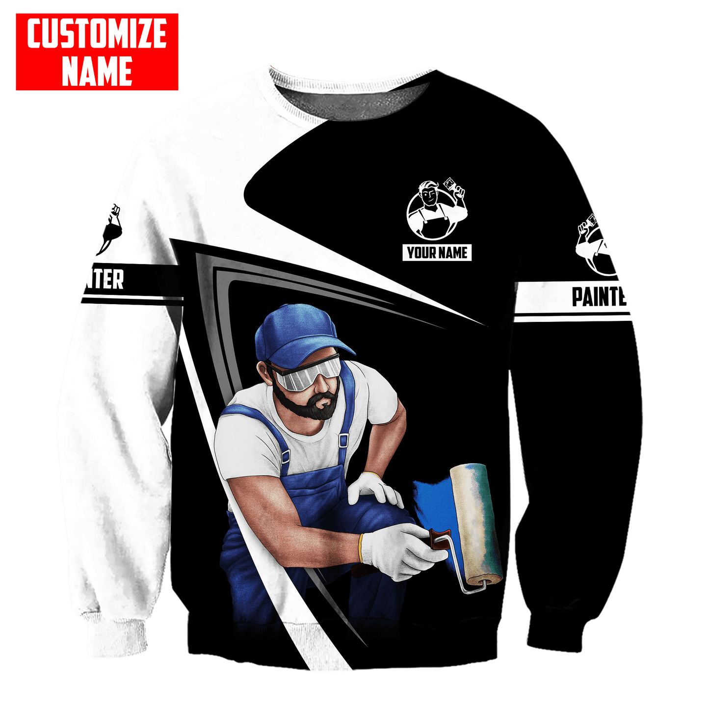 Tmarc Tee Personalized Name Painter 3D All Over Printed Unisex Black Shirts 