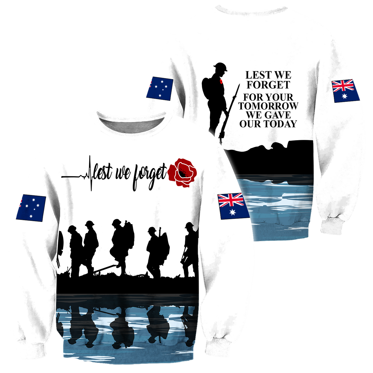 Tmarc Tee Lest we forget Anzac day Australia Flag 3D printed shirts