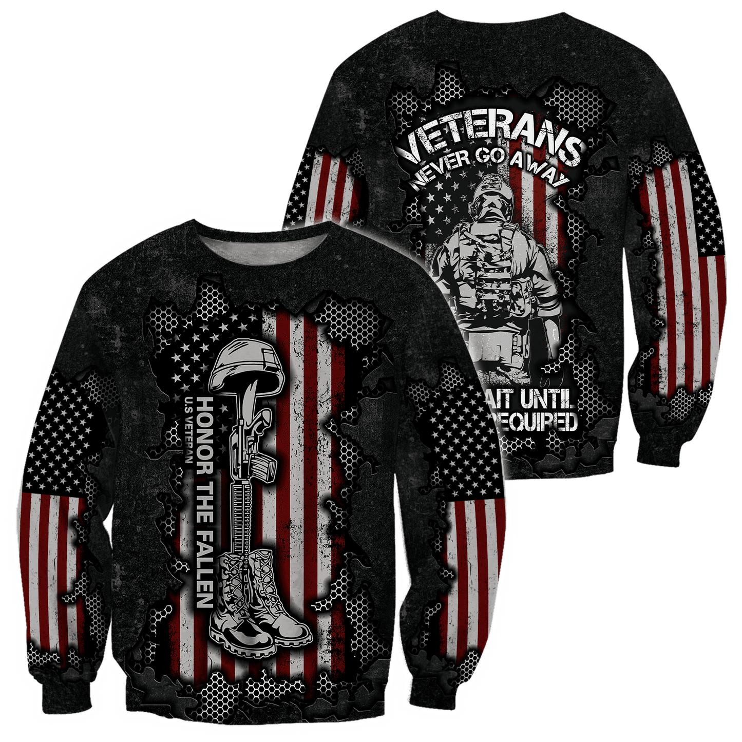 US Veteran never go away 3d printed shirts Proud Military