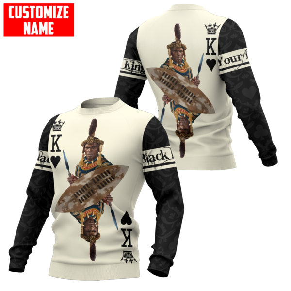 African Culture Black King Zulu Unisex Hoodie ML Personalize Name