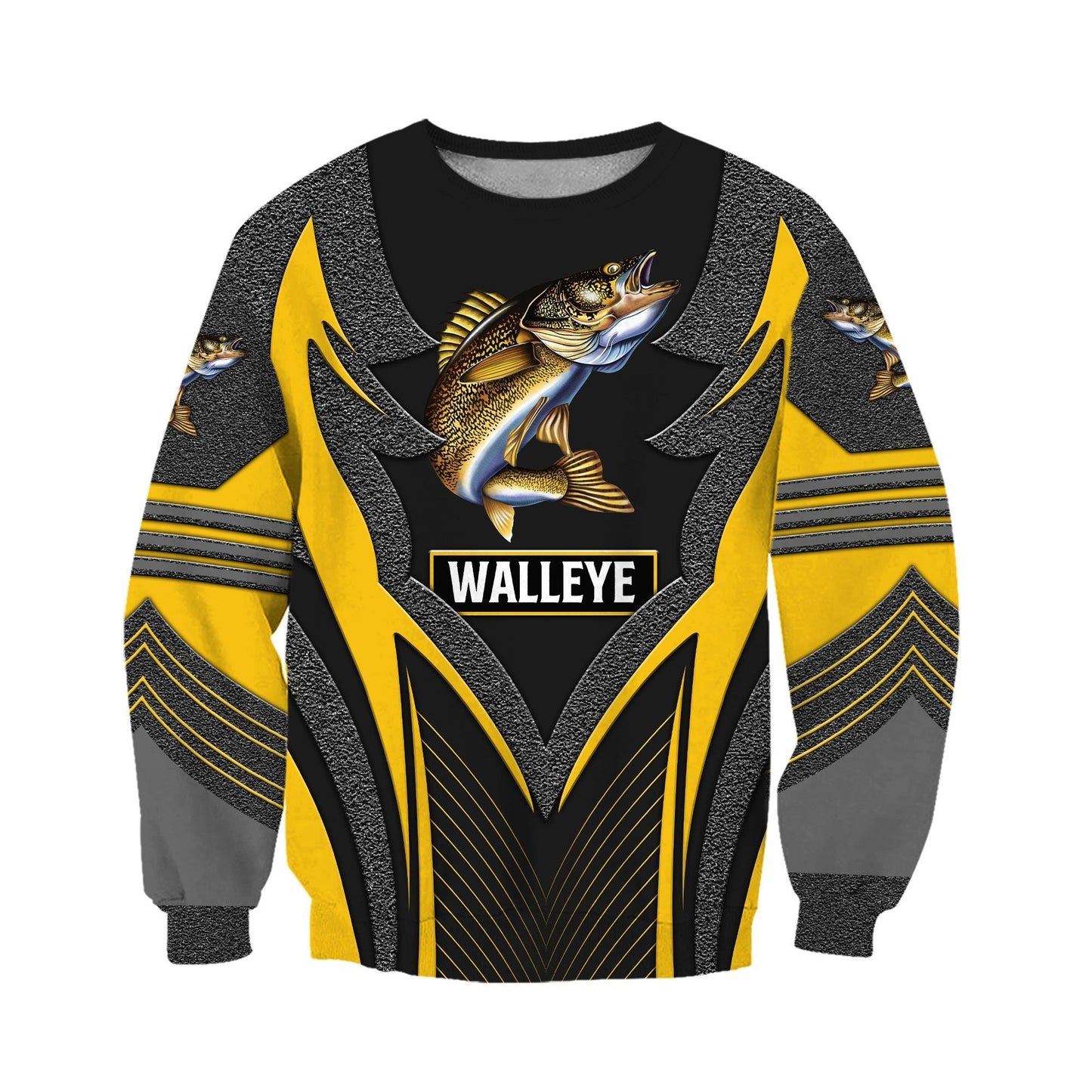 Walleye fishing Yellow Metal 3D design print shirts