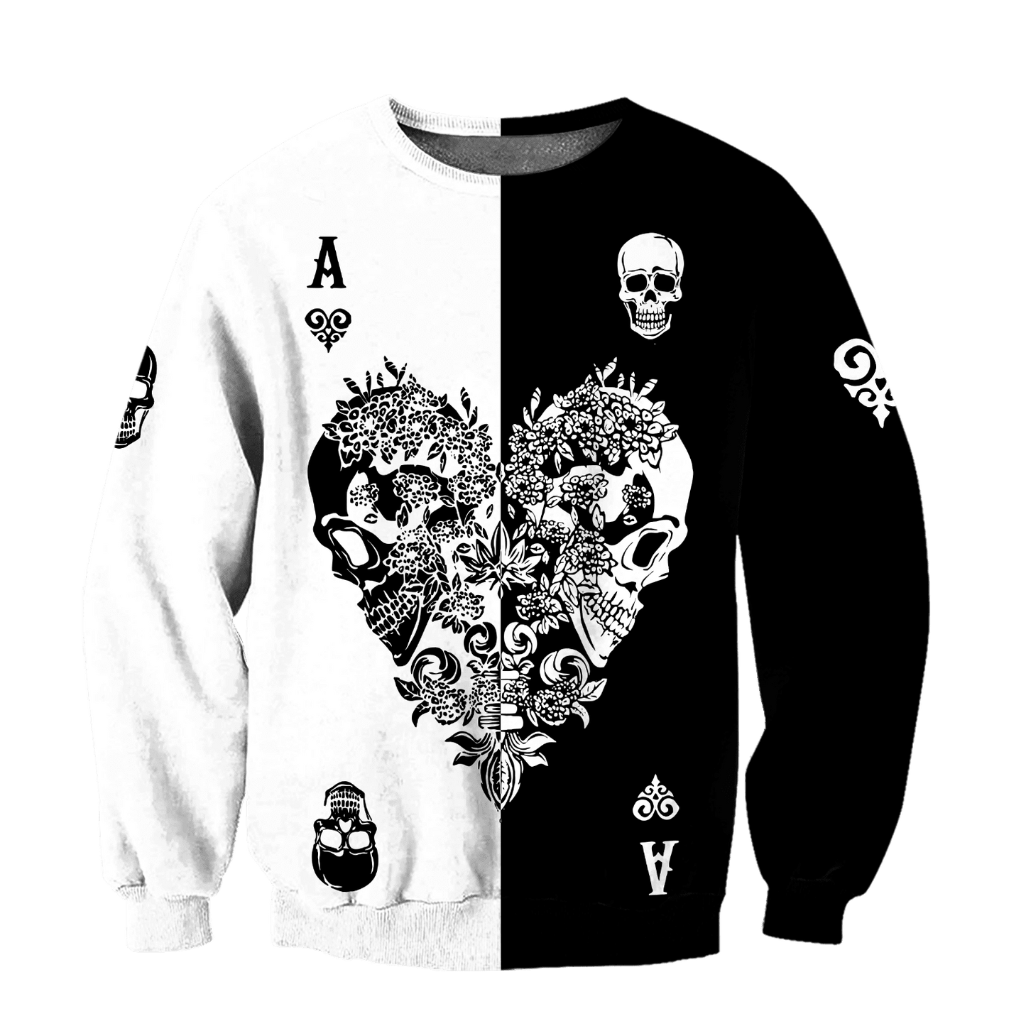 Ace Heart Skull Gothic Art 3D All Over Printed Unisex Shirts