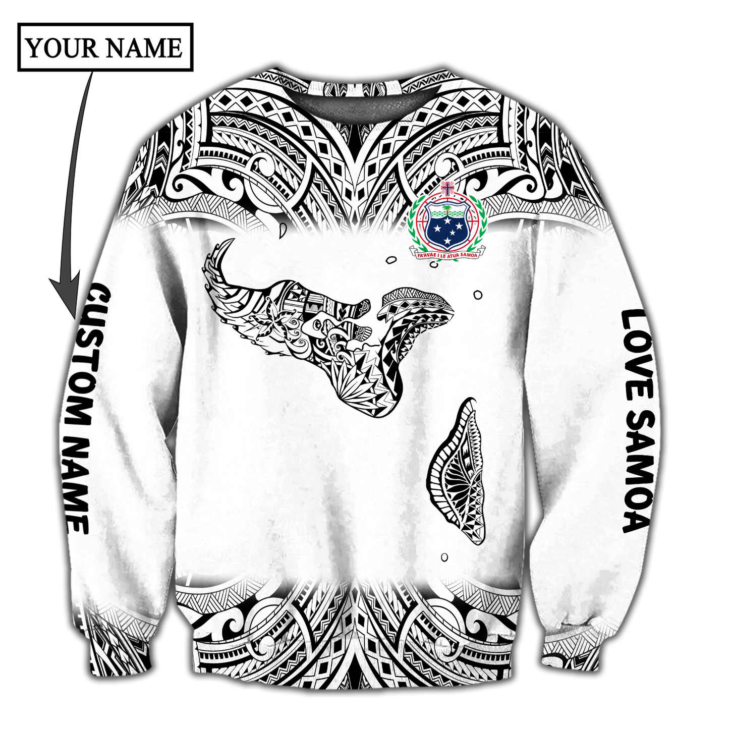 Amazing Polynesian Personalized Samoa Map Tattoo Unisex Deluxe Hoodie ML