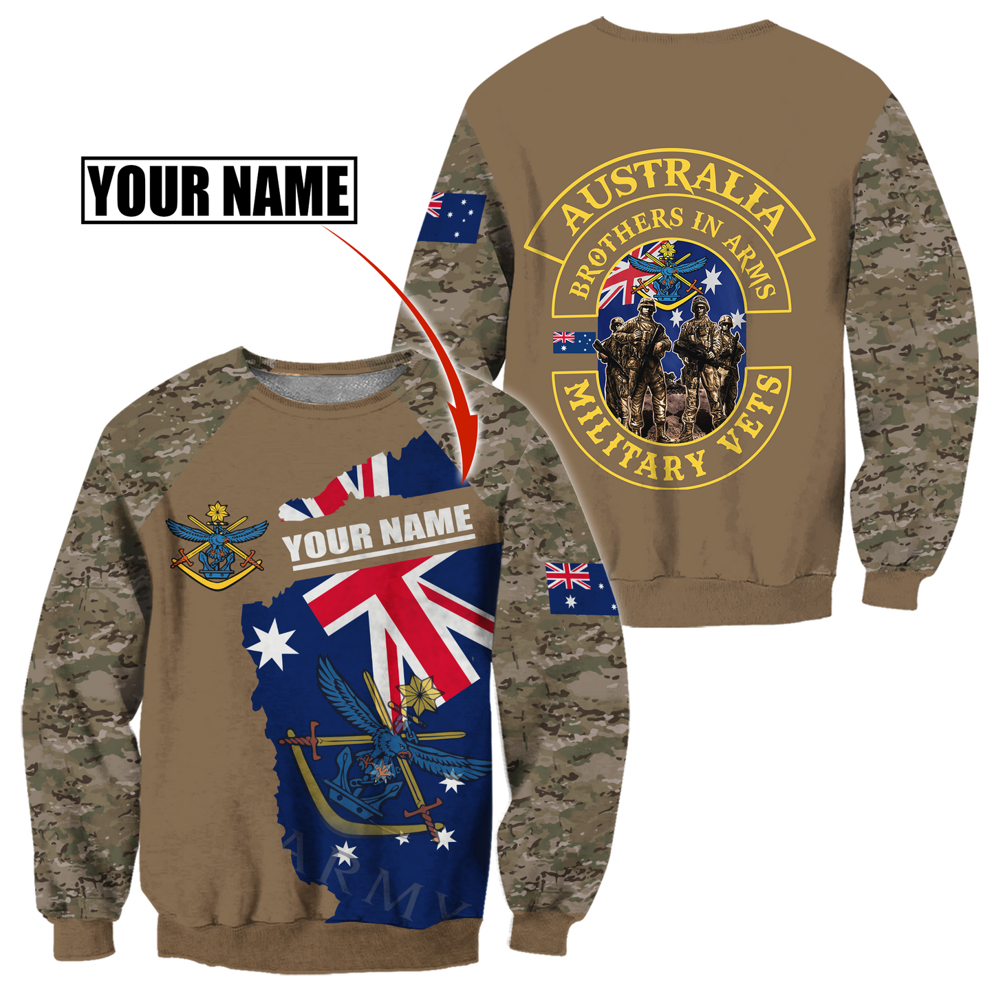 Tmarc Tee Custom name Australia Army Brothers in arms AU 3D print shirts