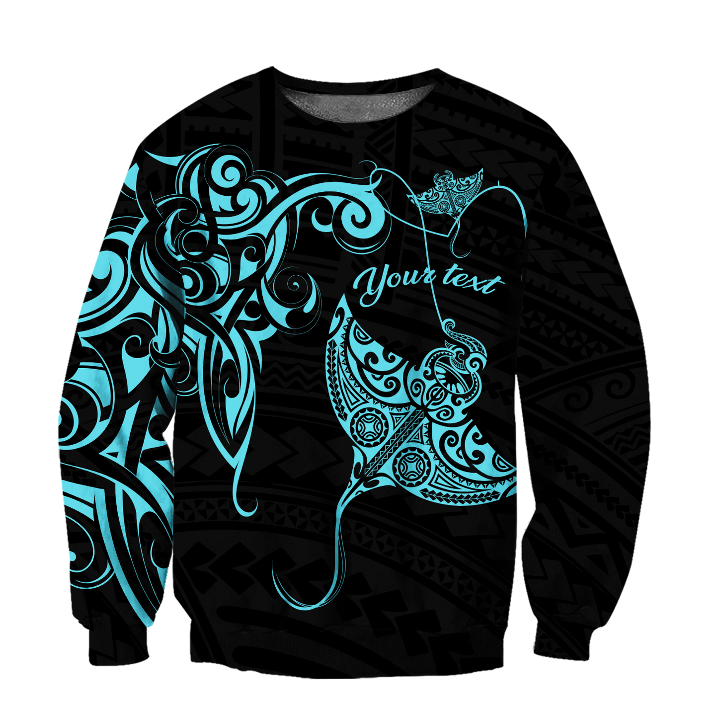 Amazing Polynesian Blue Ray Tattoo Personalized Unisex Deluxe Hoodie ML