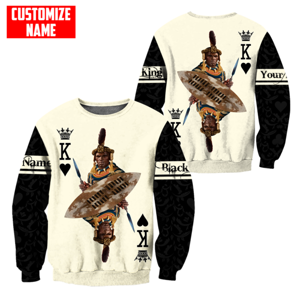 African Culture Black King Zulu Unisex Hoodie ML Personalize Name