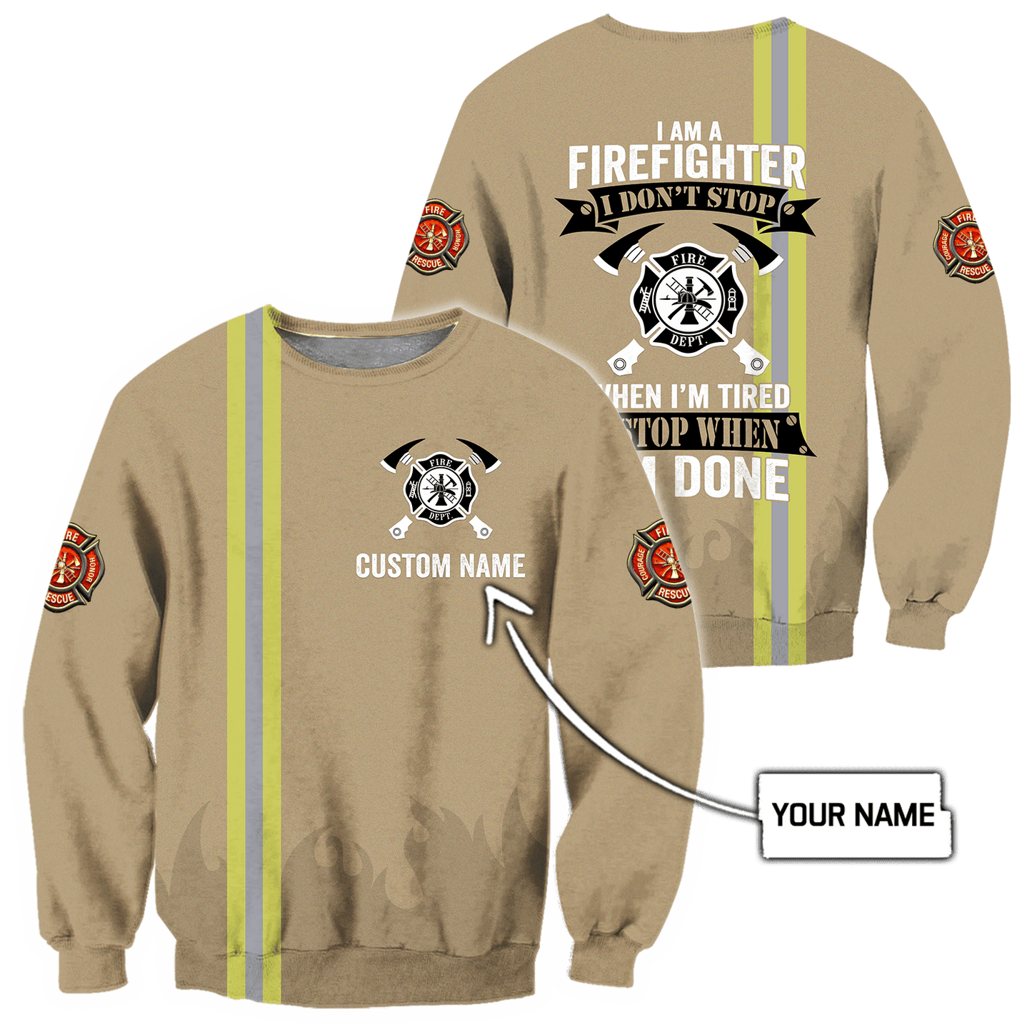 Customize Name Firefighter 3D All Over Printed Unisex Shirts