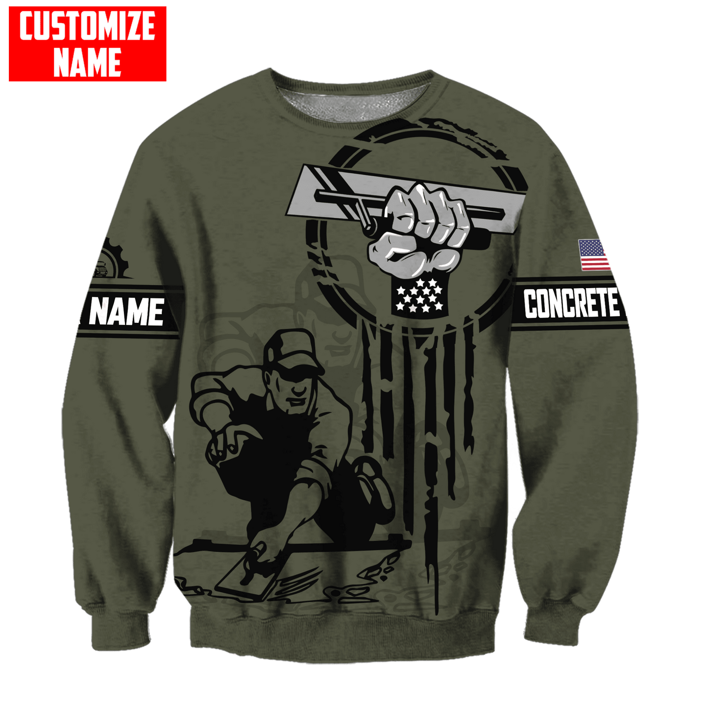 US Concrete Finisher Tool Pride Custom name 3D Printed Shirts