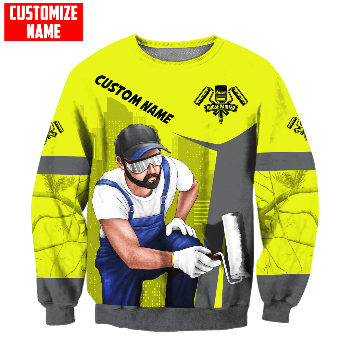 Tmarc Tee Personalized Name Painter 3D All Over Printed Unisex Shirts Yellow Neon