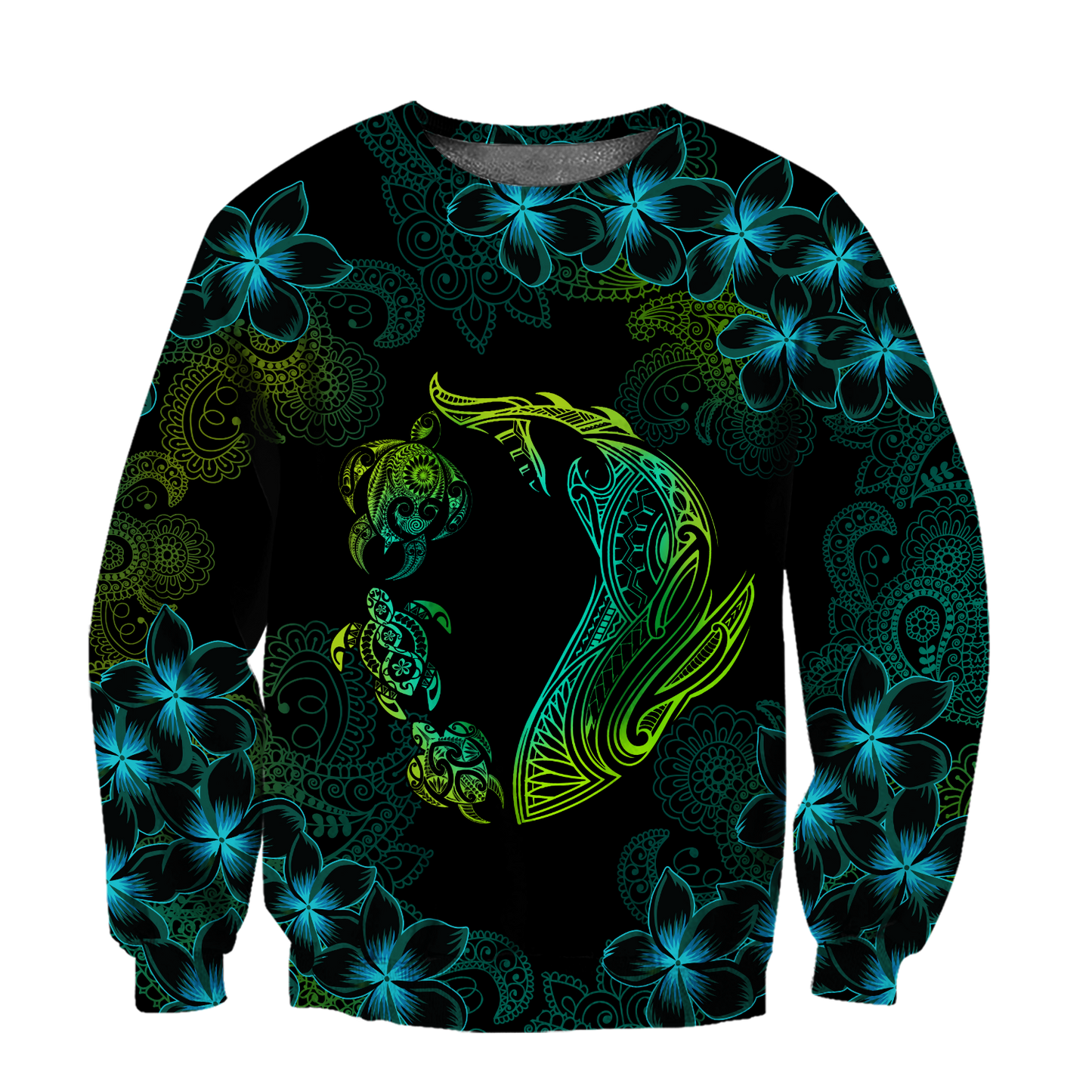 Turtle And Shark Habiscus Hawaii 3D Unisex Shirt