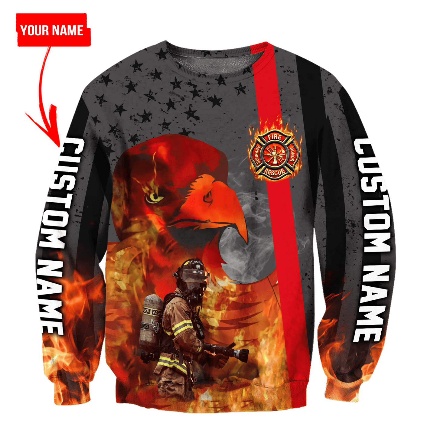 Customize Name Firefighter 3D All Over Printed Unisex Shirts