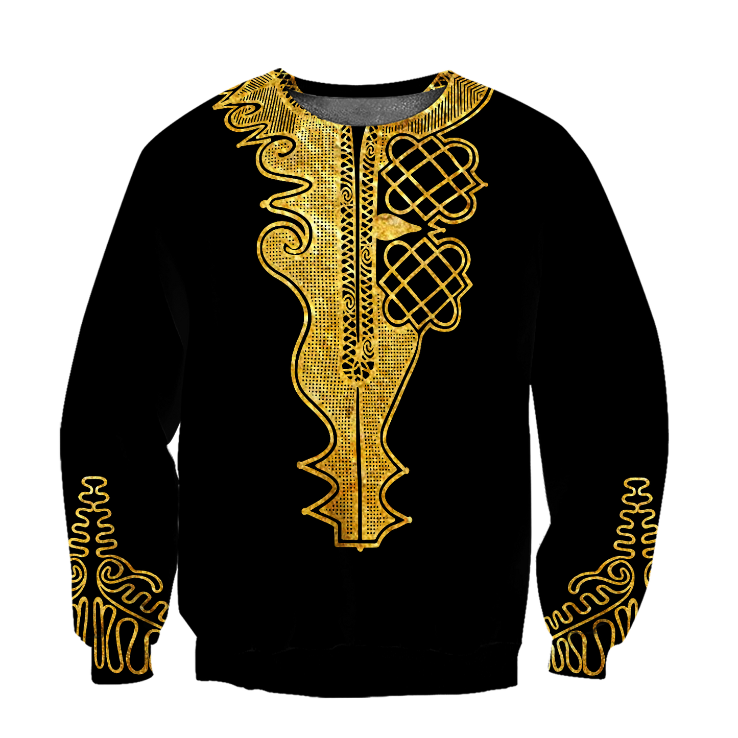 African Golden Dashiki Pattern 3D Over Printed Unisex Deluxe Hoodie ML