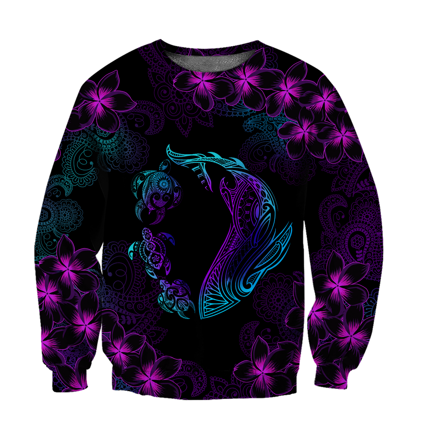 Turtle And Shark Habiscus Hawaii 3D Unisex Shirt