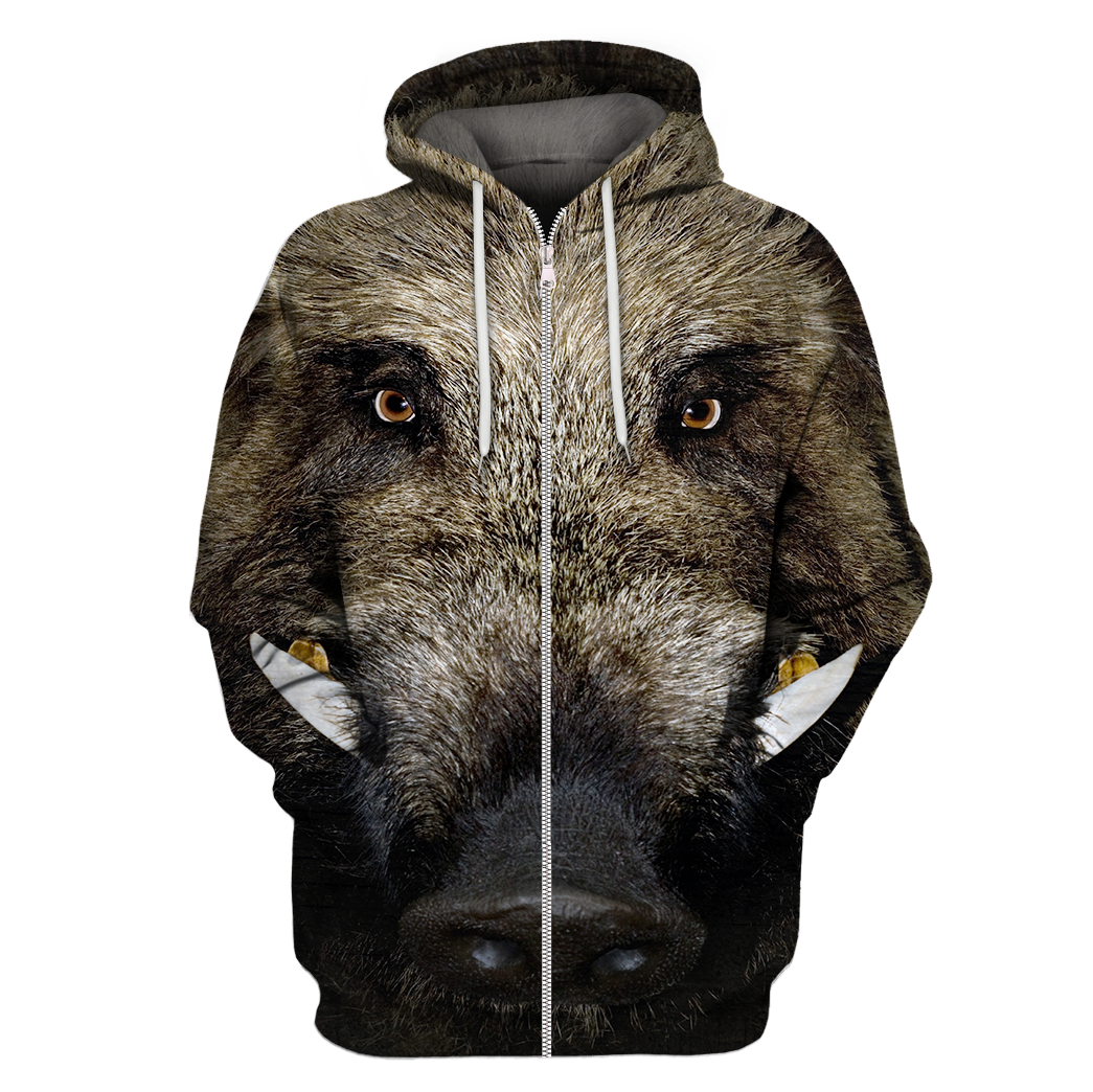 3D All Over Print Hunting Wild Boar Hoodie-Apparel-6teenth World-Zip-S-Vibe Cosy™