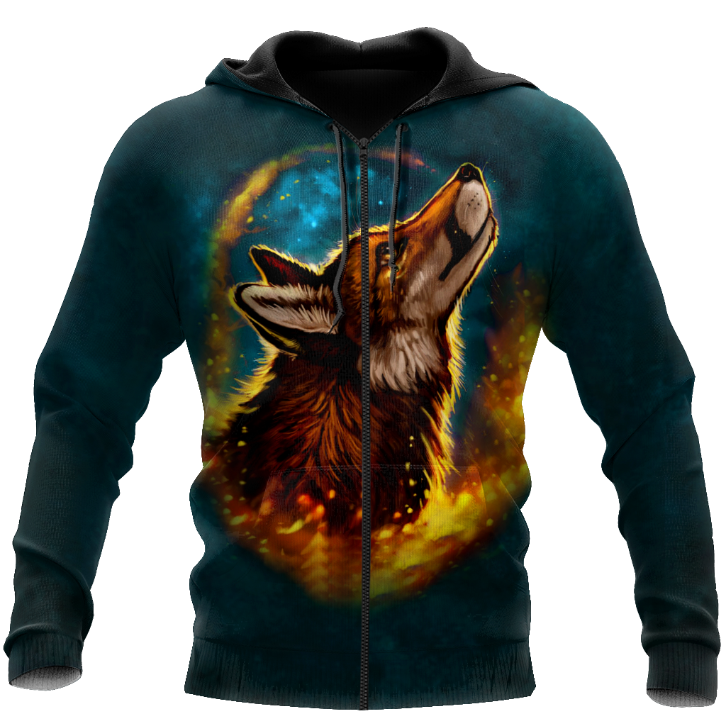 Wolf 3D All Over Printed Unisex Deluxe Hoodie ML