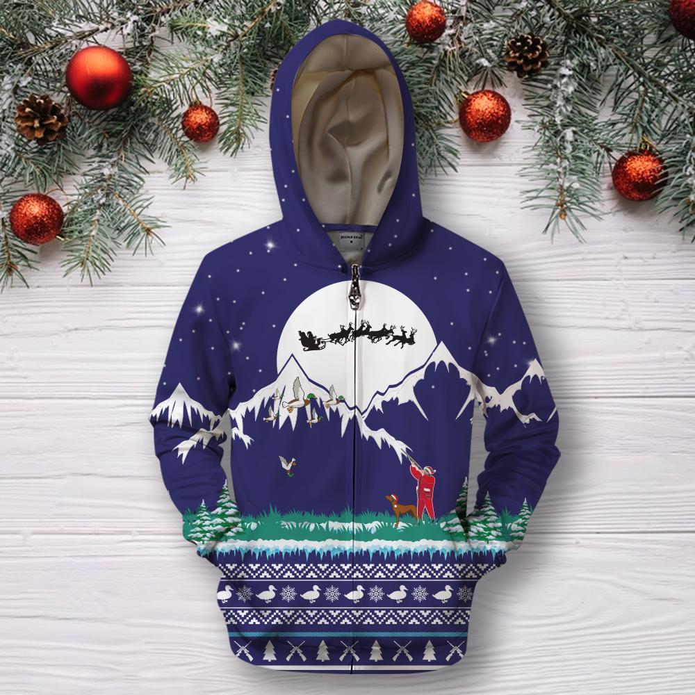 3D All Over Print Hunting Duck Christmas Hoodie - Amaze Style™-Apparel