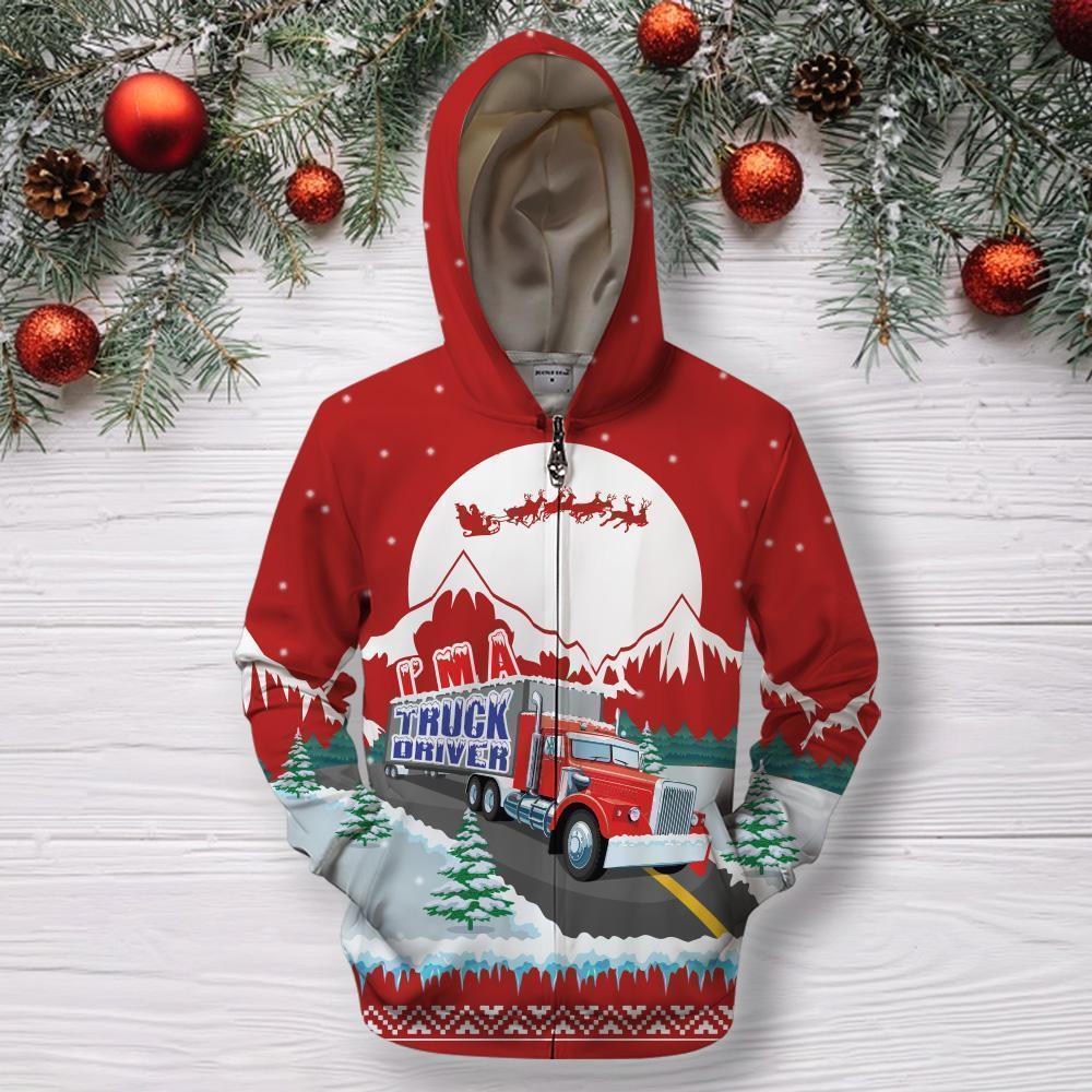 Truck XMAS Clothes-Apparel-6teenth World-ZIPPED HOODIE-S-Vibe Cosy™