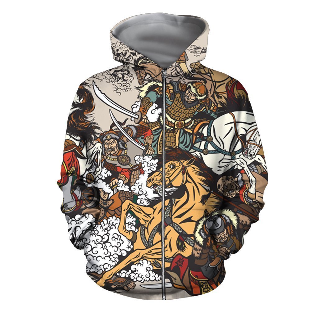 3D All Over Print Mongol Warrior Hoodie - Amaze Style™-Apparel