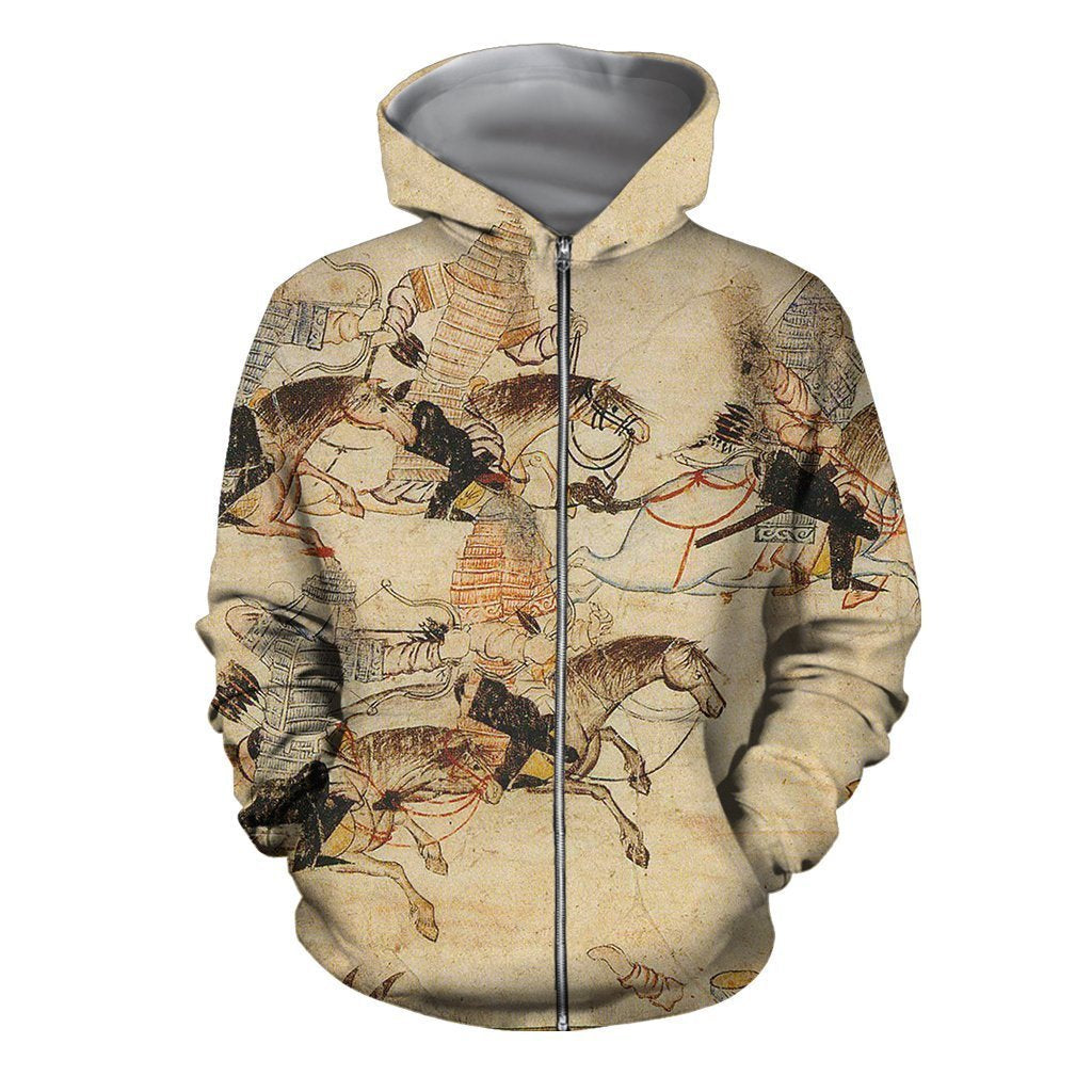 3D All Over Print Mongol Warriors Art Hoodie - Amaze Style™-Apparel