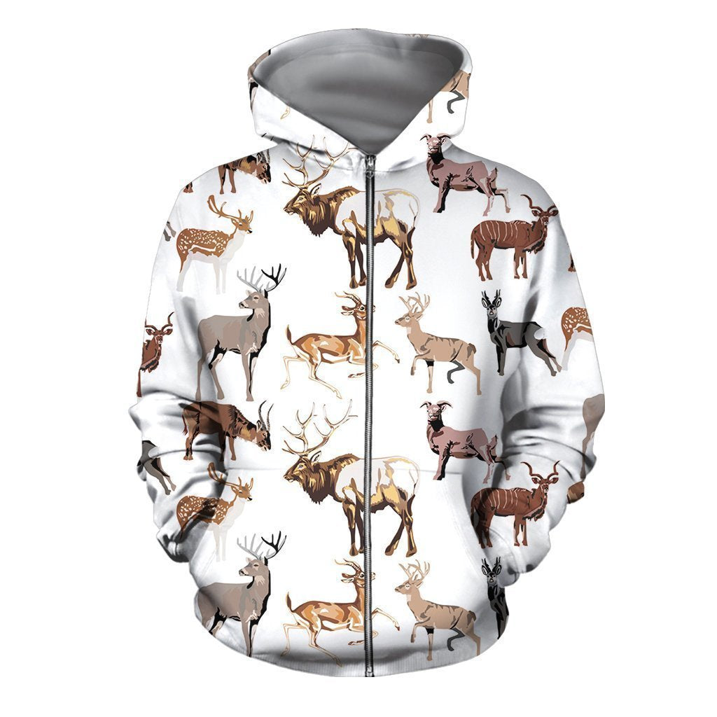 3D All Over Printed Hunting Deer Shirts and Shorts-Apparel-6teenth World-ZIPPED HOODIE-S-Vibe Cosy™