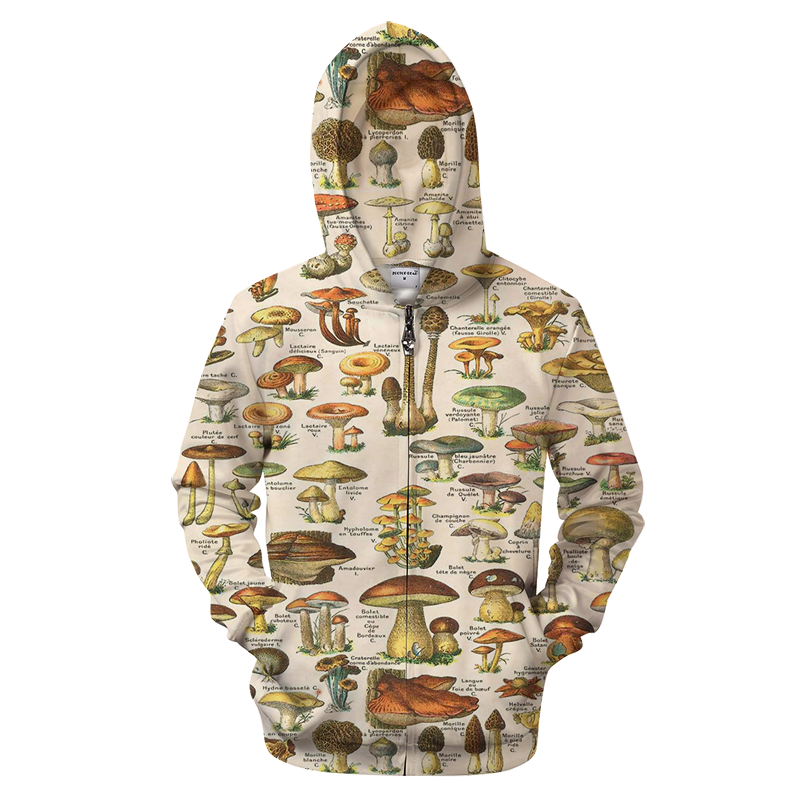 3D All Over Print Champignons Hoodie-Apparel-6teenth World-Zip Up Hoodie-S-Vibe Cosy™