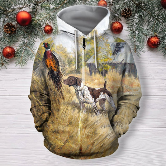3D All Over Print Hunting Dog Pheasant Shirts Hoodie MP - Amaze Style™-Apparel