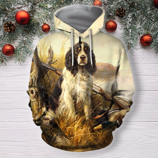 3D All Over Print Hunting Dog Duck Hoodie - Amaze Style™-Apparel