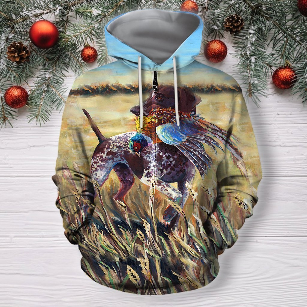 3D All Over Print Hunting Dog Pheasant  Shirts Hoodie - Amaze Style™-Apparel