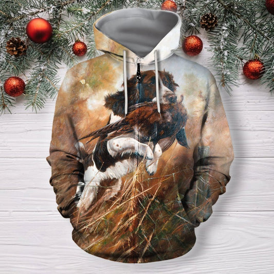 3D All Over Print Hunting Dog Pheasant Shirt Hoodie - Amaze Style™-Apparel