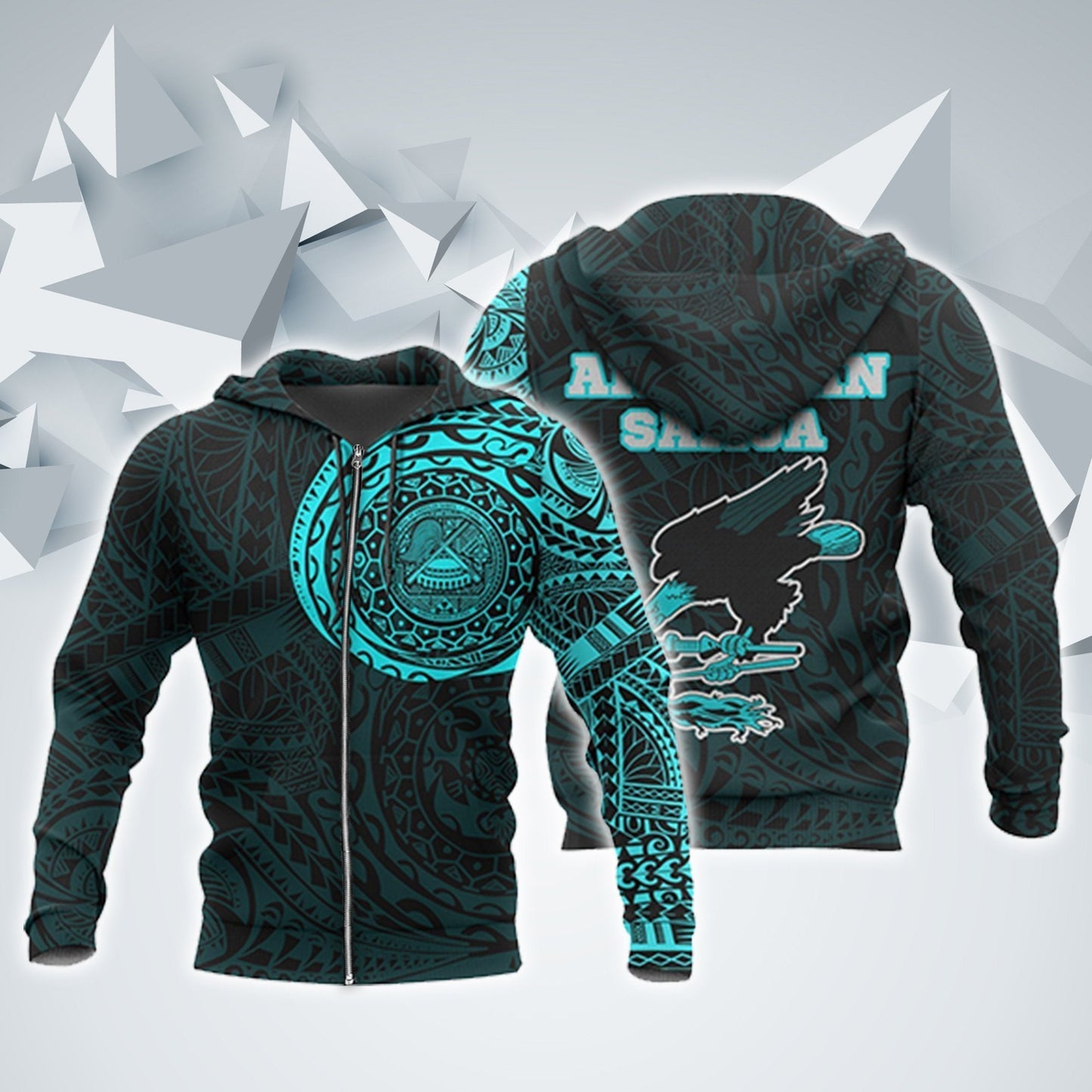 American Samoa In My Heart Polynesian Hoodie Blue PL - Amaze Style™-Apparel