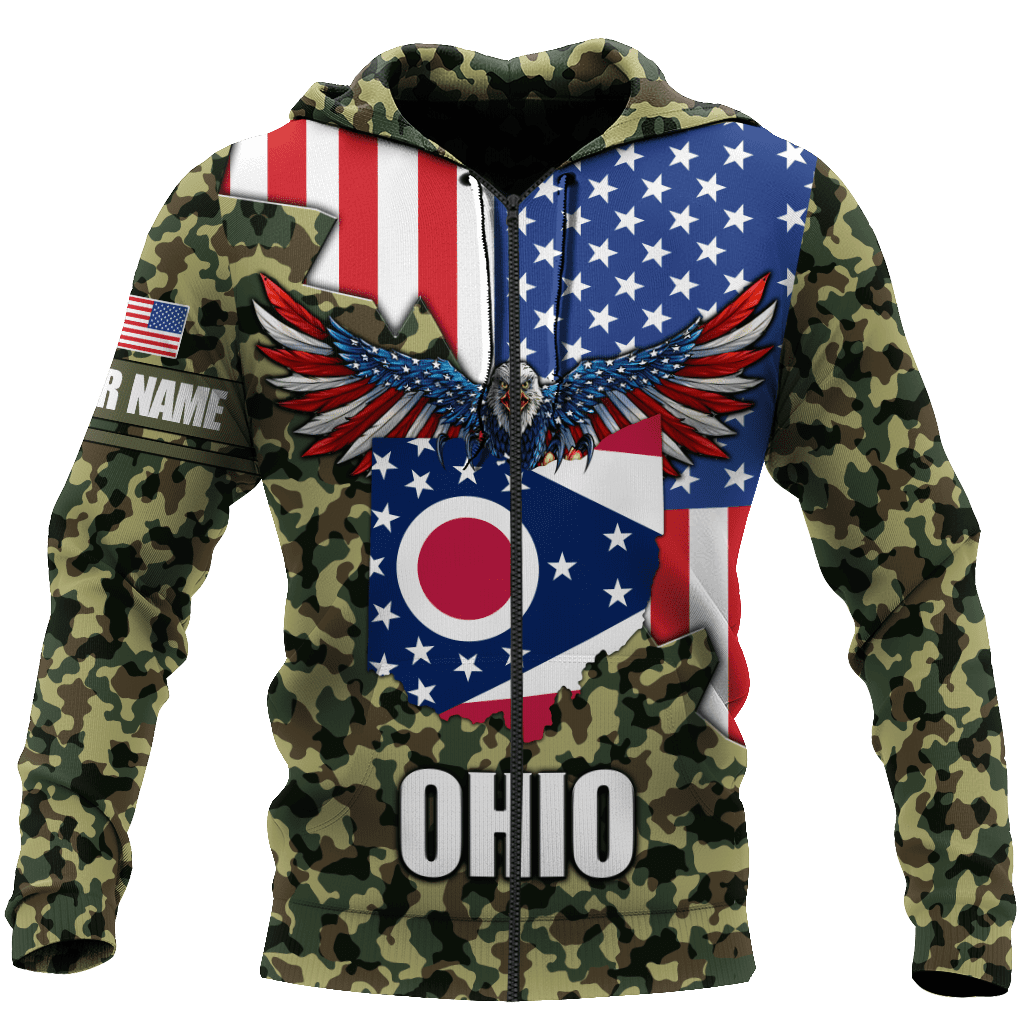 American Ohio Personalize 3D Over Printed Unisex Deluxe Hoodie ML