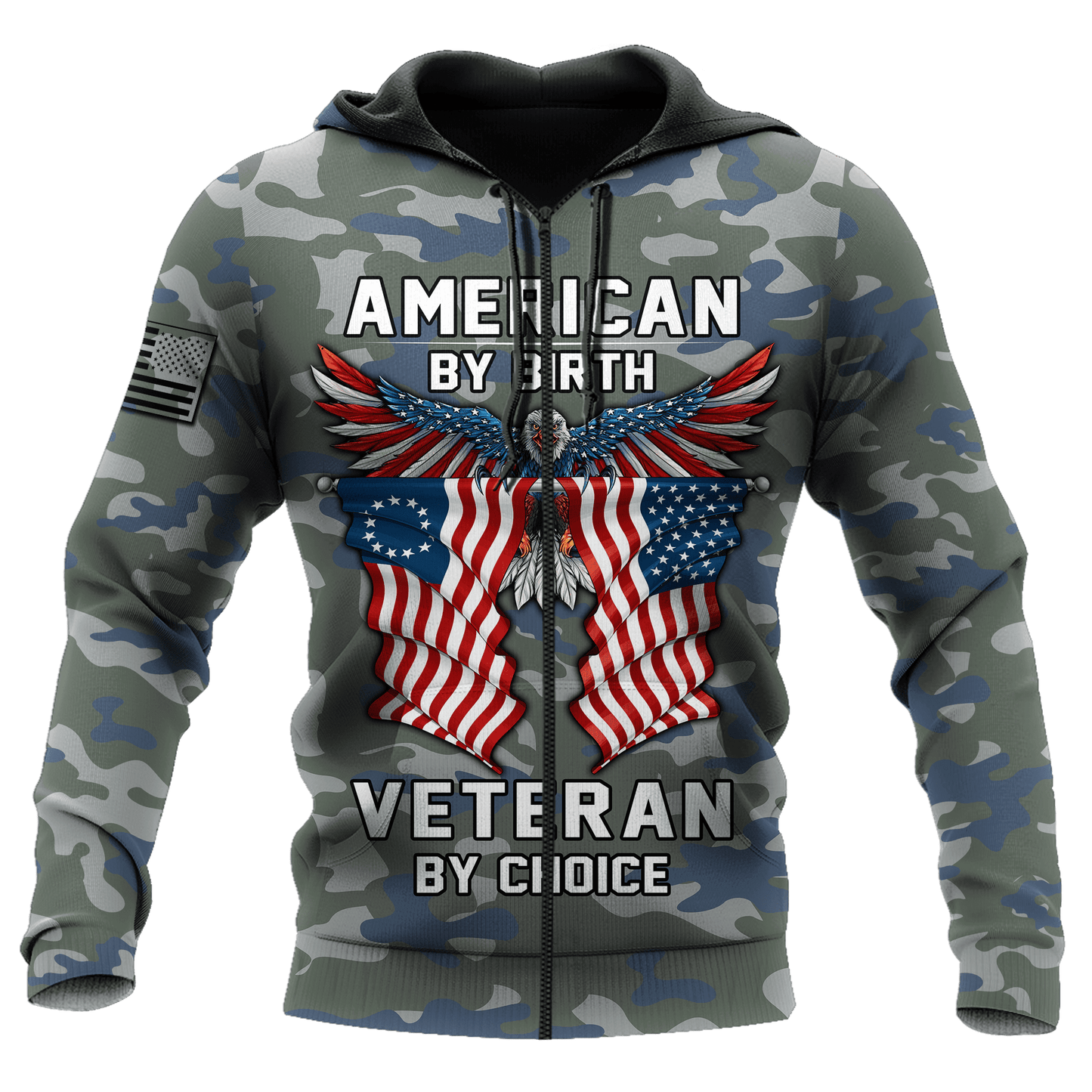 American By Birth Veteran By Choice 3D All Over Printed Hoodie
