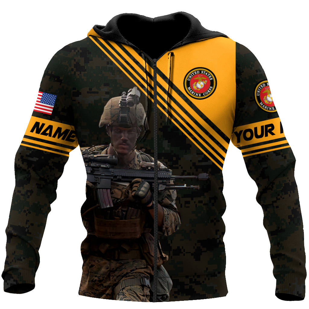 American US Marine Over Printed Unisex Deluxe Hoodie ML