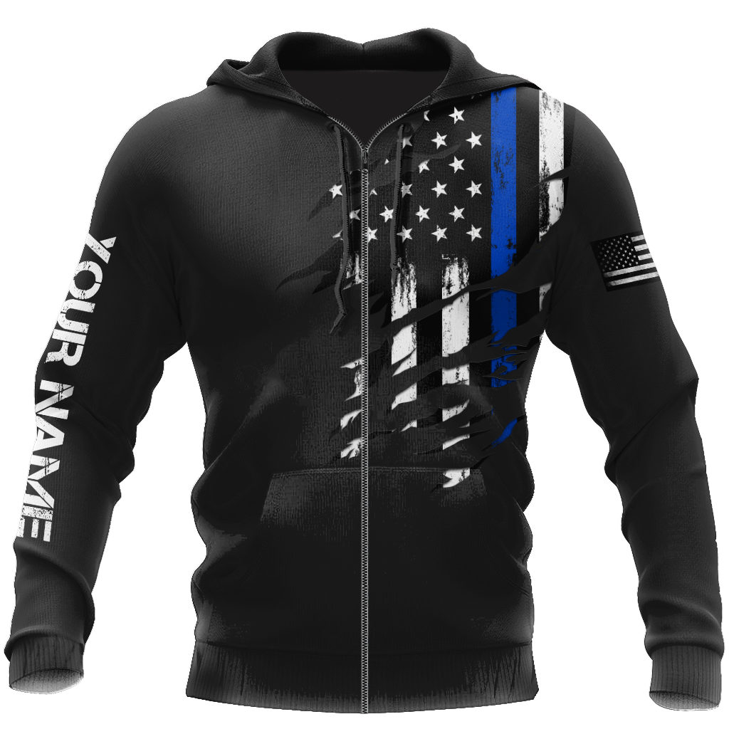 Thin Blue Line apparel US Law Enforcement custom name design 3d print shirts