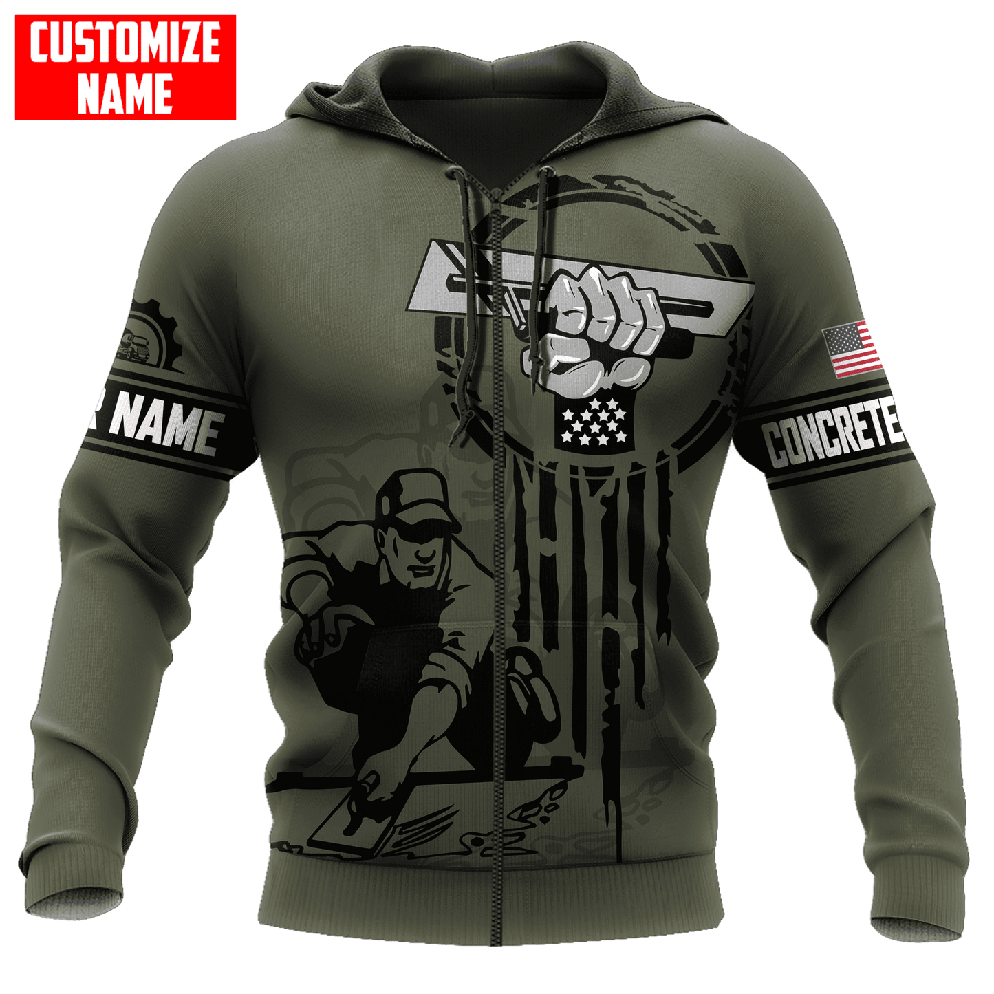 US Concrete Finisher Tool Pride Custom name 3D Printed Shirts