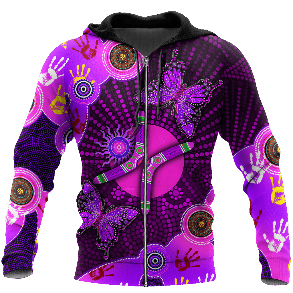 Aboriginal Naidoc Week 2021 Purple Butterflies 3D All Over Printed Shirts