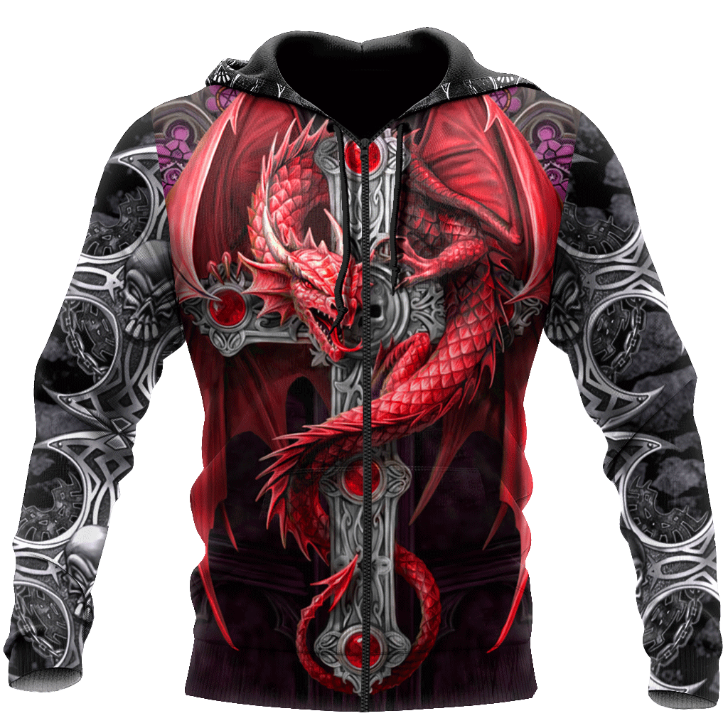 Tmarc Tee Dungeons and Dragons Red Tattoo 3D All Over Printed Winter Shirts